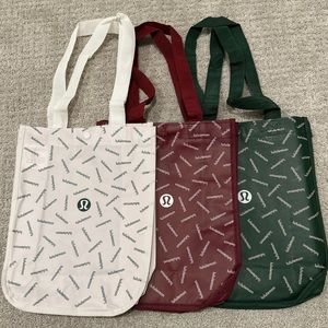 Brand new, Never used limited holiday Lululemon bags *Green *Red *White